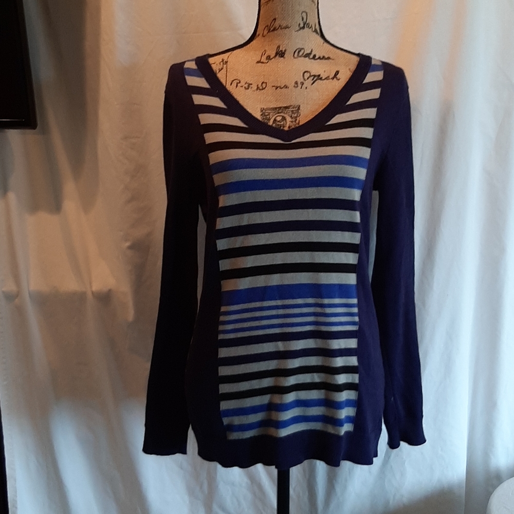 Navy Blue and gray stripped sweater